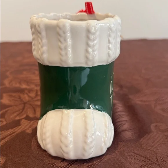 🎄Rae Dunn Holly Jolly Green and White Stocking Mug - Picture 5 of 9